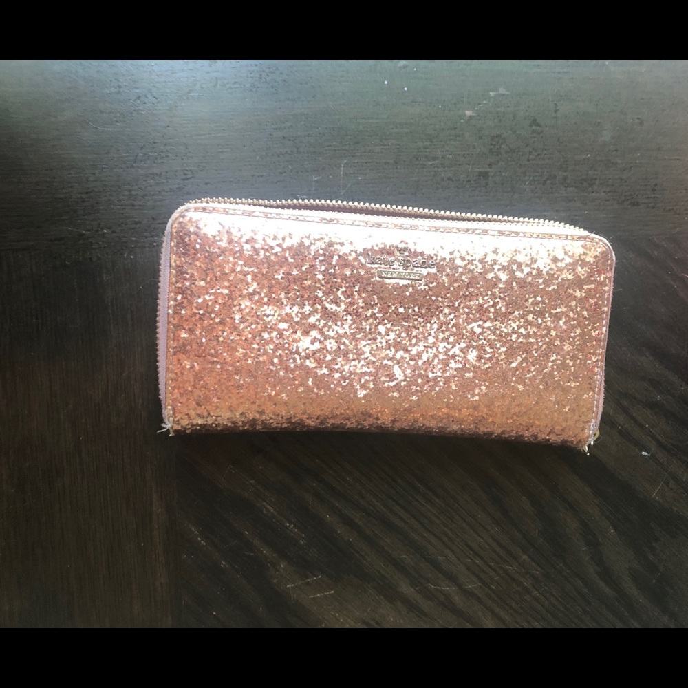 Kate Spade Glitter Bug Lacey Wallet Rose Gold